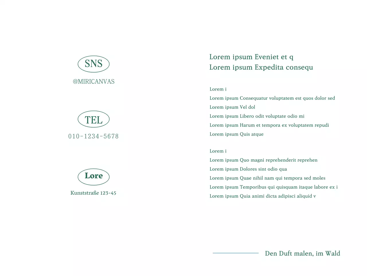 Branded Erstattung Bestellung Lieferung Nachricht Postkarte mit türkisem Hintergrund und schwarz-weiß Wald Baum Foto im Hintergrund