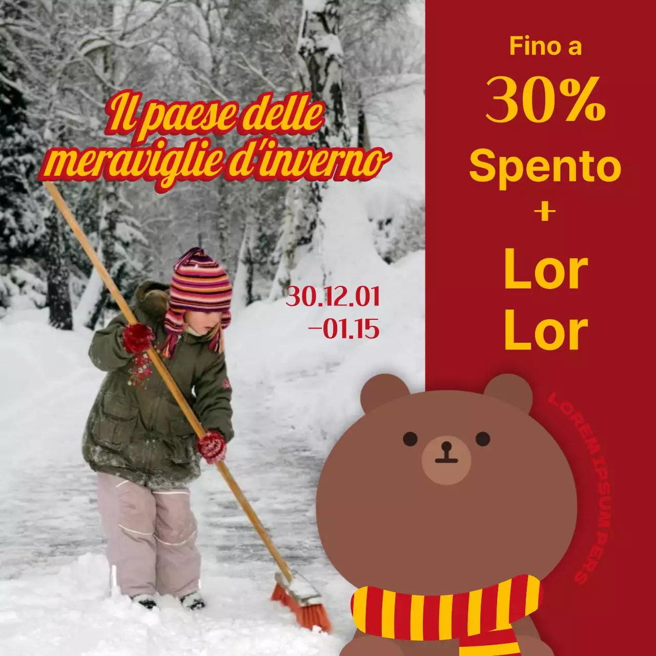 Pop-art per gli annunci di eventi di fidelizzazione e sconti invernali in blu e giallo