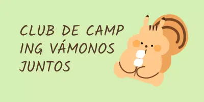 Un bonito concepto de club de camping con dibujos de ardillas y fuentes manuscritas