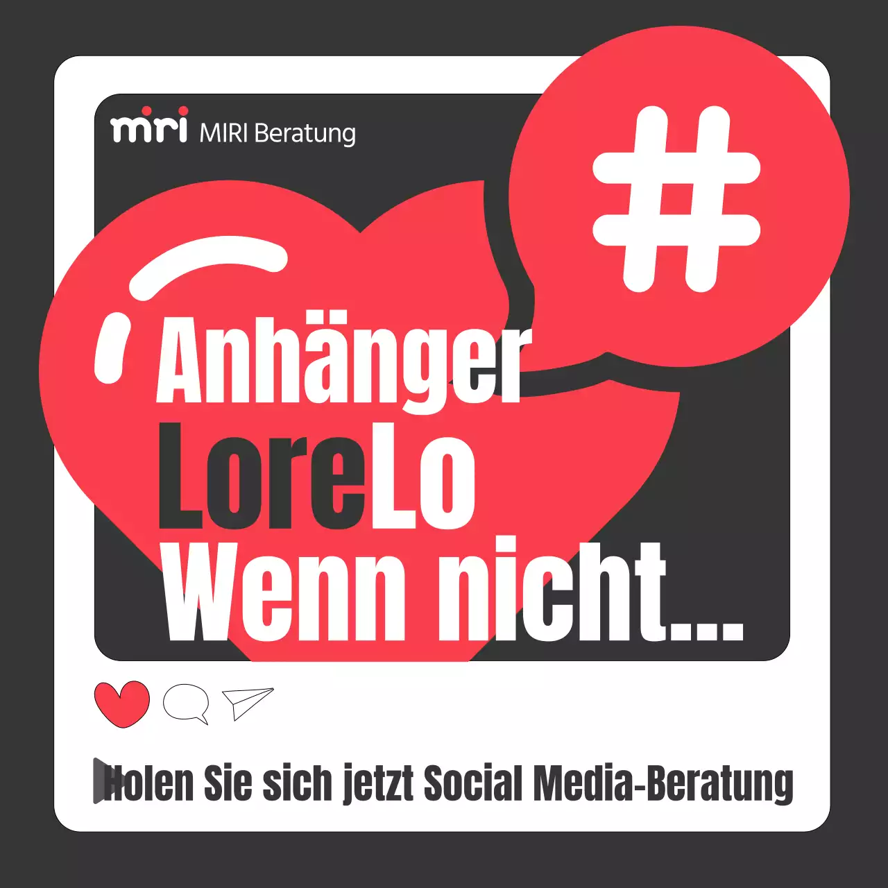 Pop-Art-Anzeige für Social-Media-Beratung in Rot und Schwarz