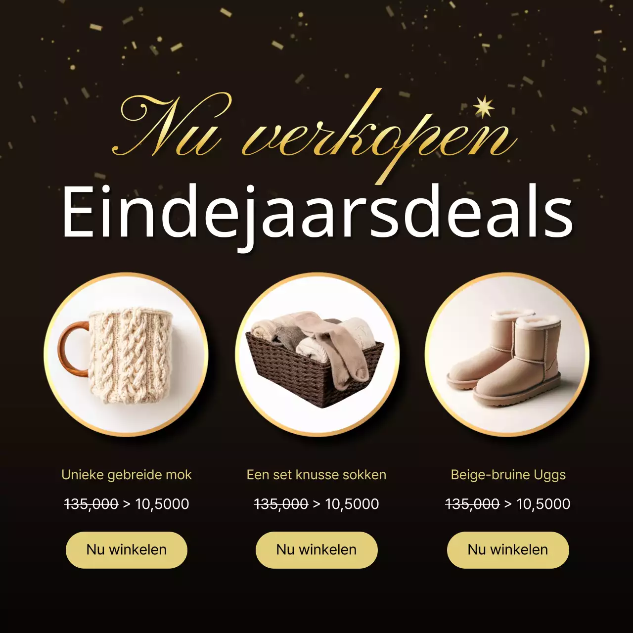 Maak reclame voor een luxueus eindejaarsevenement voor merkprijzen in bruin en goud