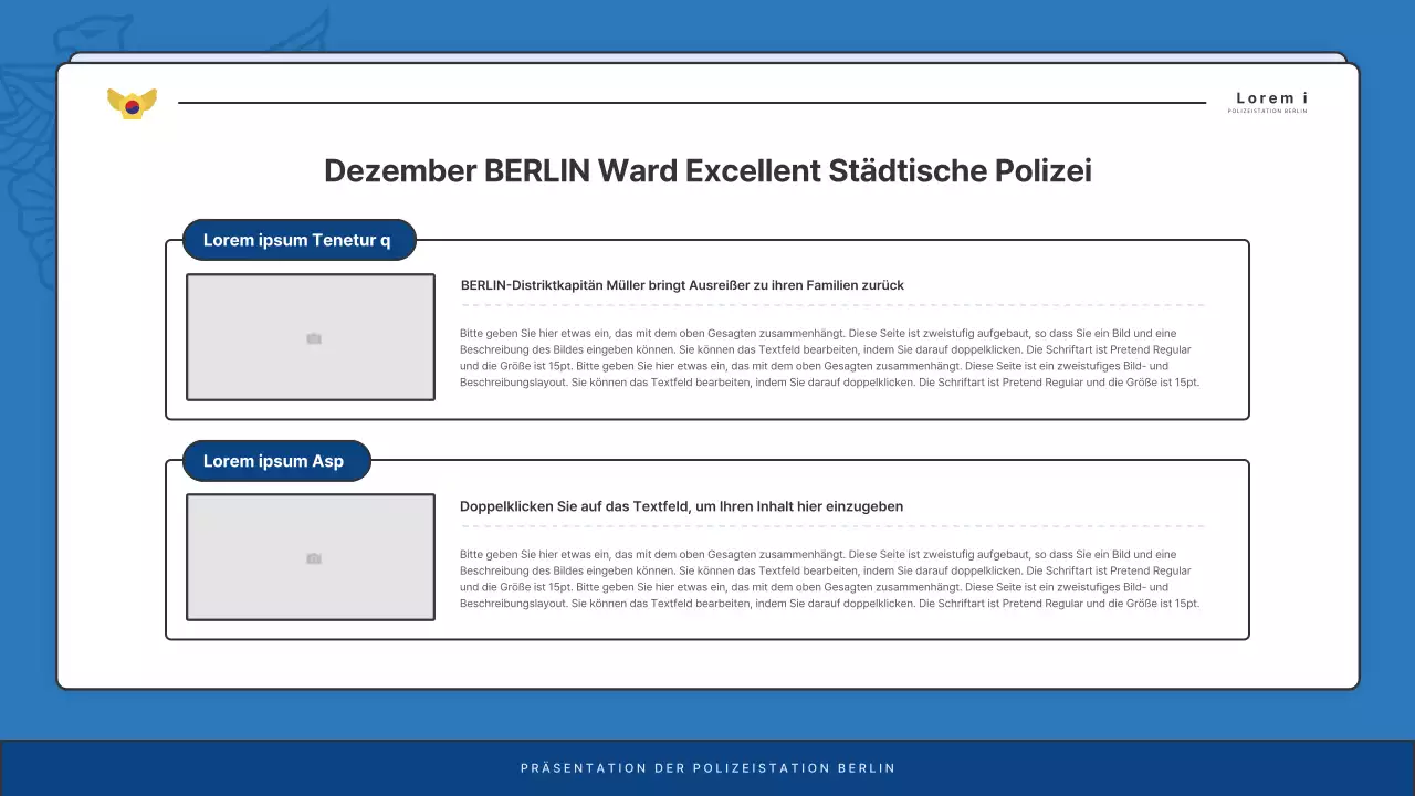 Standard-Newsletter der Polizeidienststelle in Blau und Marineblau