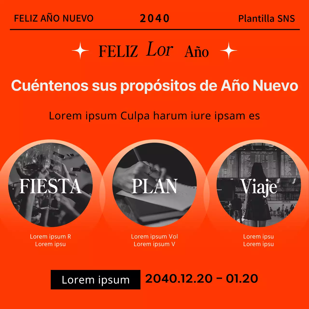 Promueva una plantilla de marketing de Año Nuevo en naranja y menta