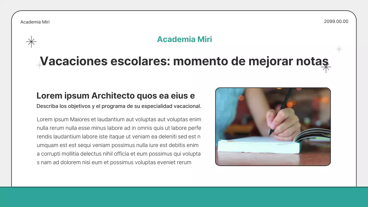 Guía del curso intensivo de menta y gris para las vacaciones escolares