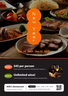 Orange Modern New Year Promotion Poster