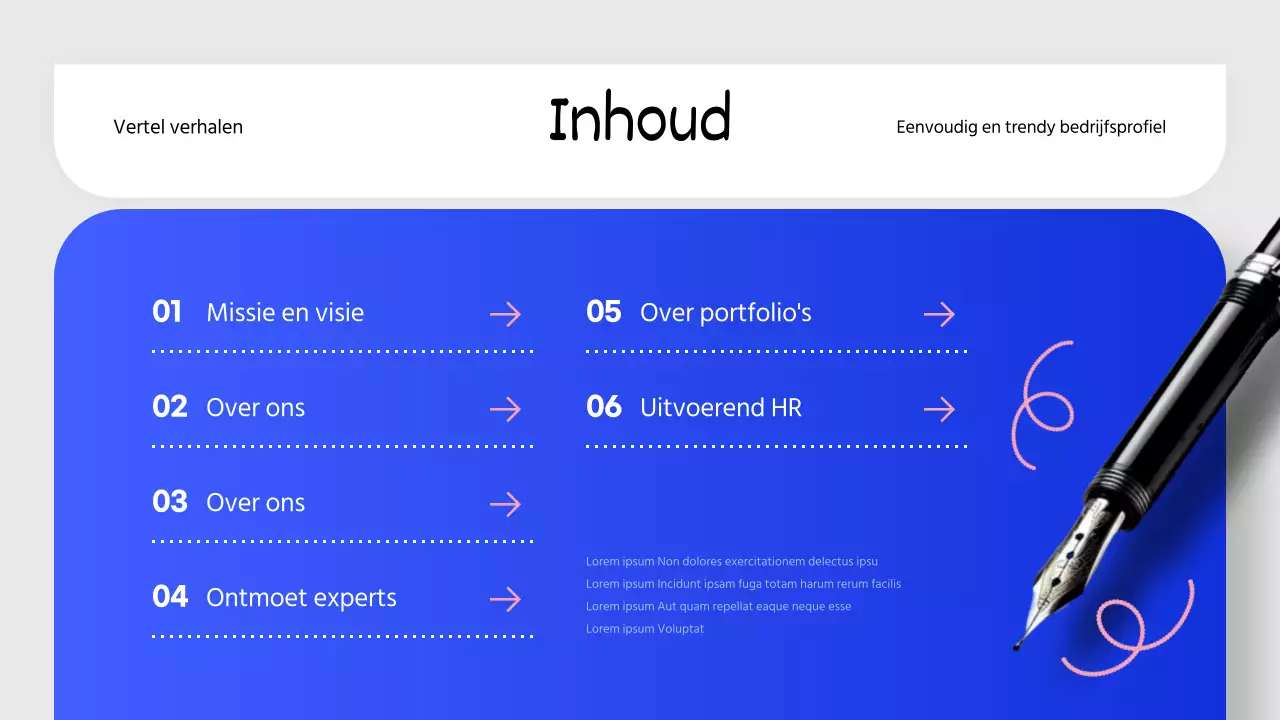 Een moderne sollicitatiebrief voor storytellingbedrijven in blauw en roze