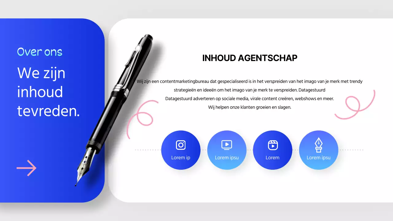 Een moderne sollicitatiebrief voor storytellingbedrijven in blauw en roze