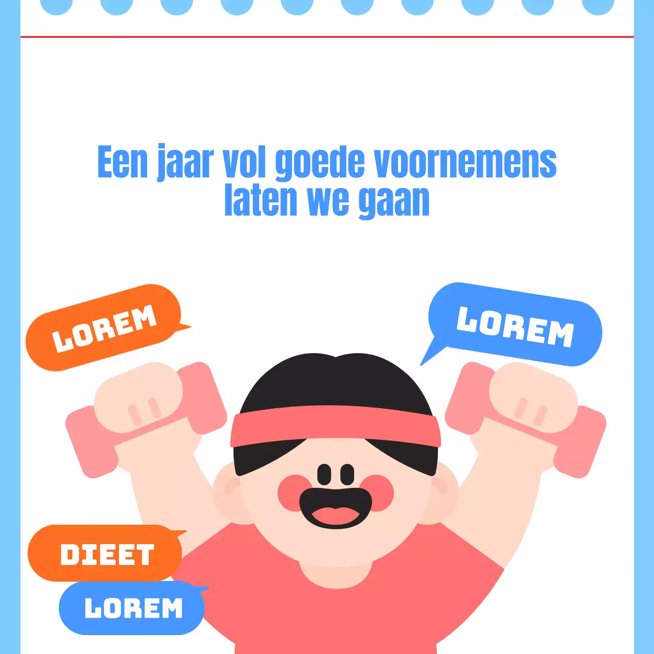 Een eenvoudige witte en blauwe sportschoolreclame