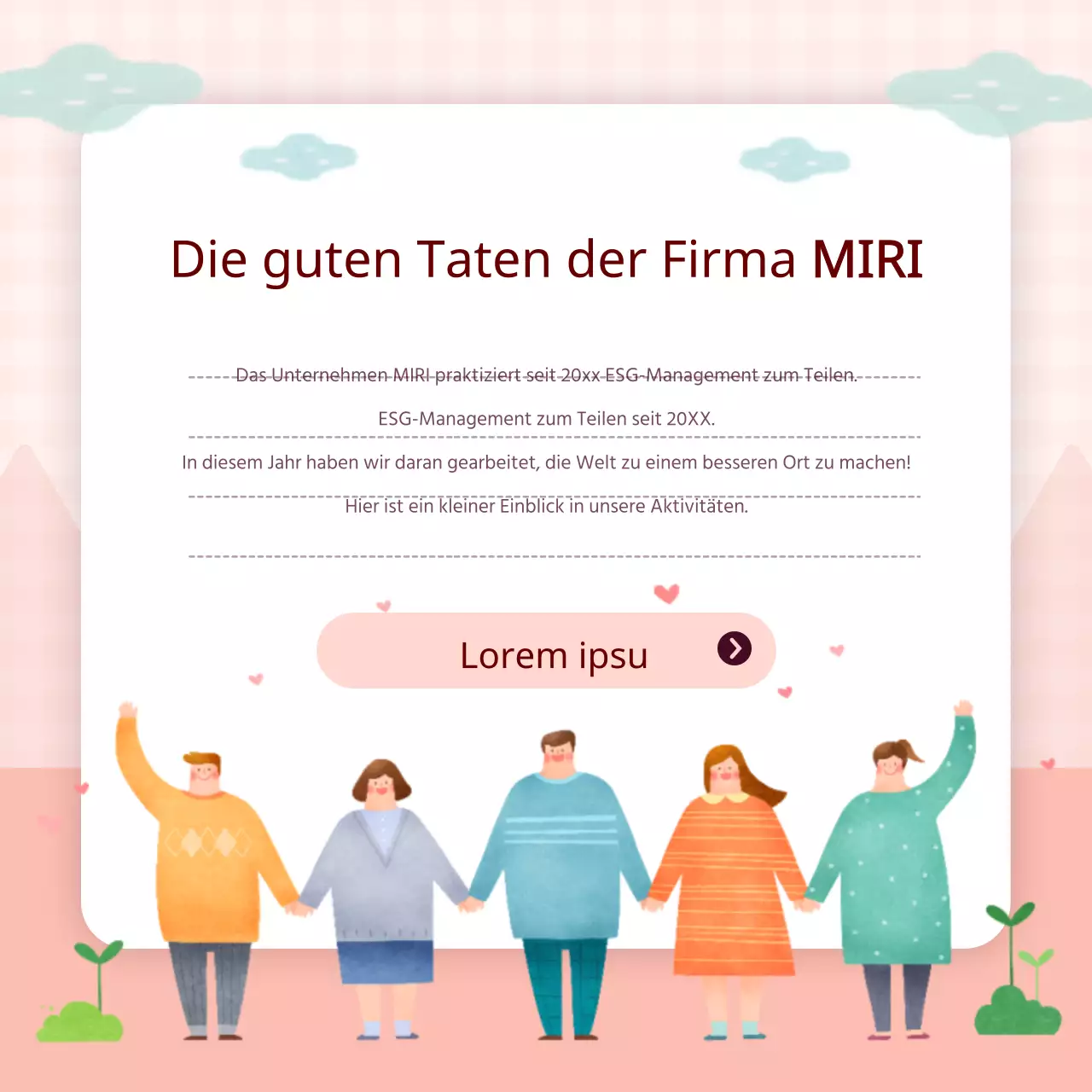 Rosa und hellblauer ESG-Managementbericht des Unternehmens