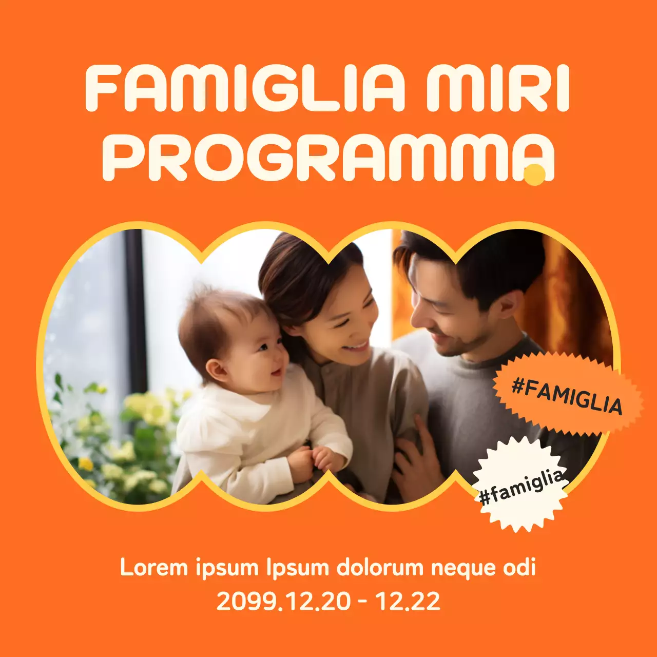 Promuovere annunci di programmi moderni in arancione e giallo