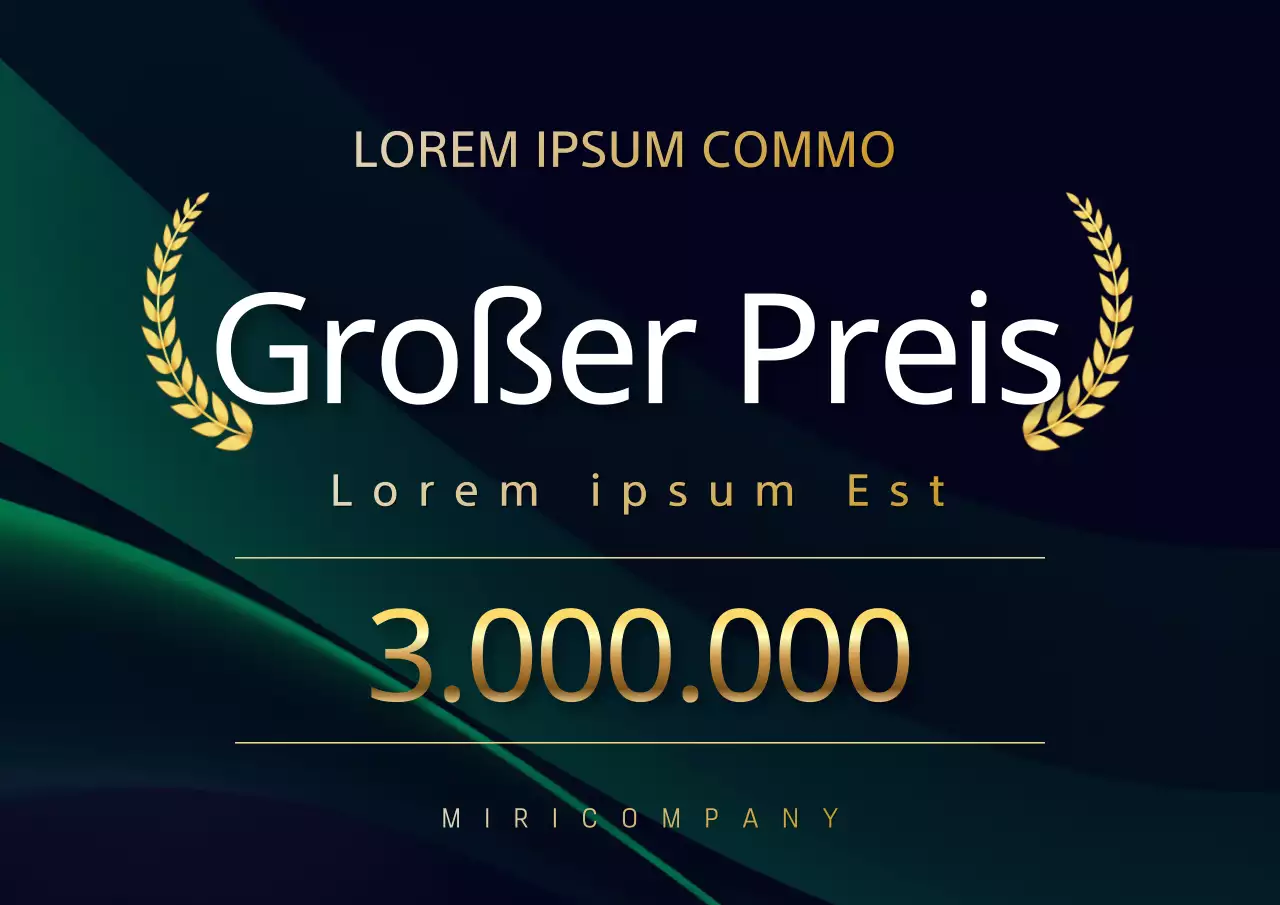 Luxuriöser Umschlag für die Preisverleihung zum Jahresende in Grün und Gold