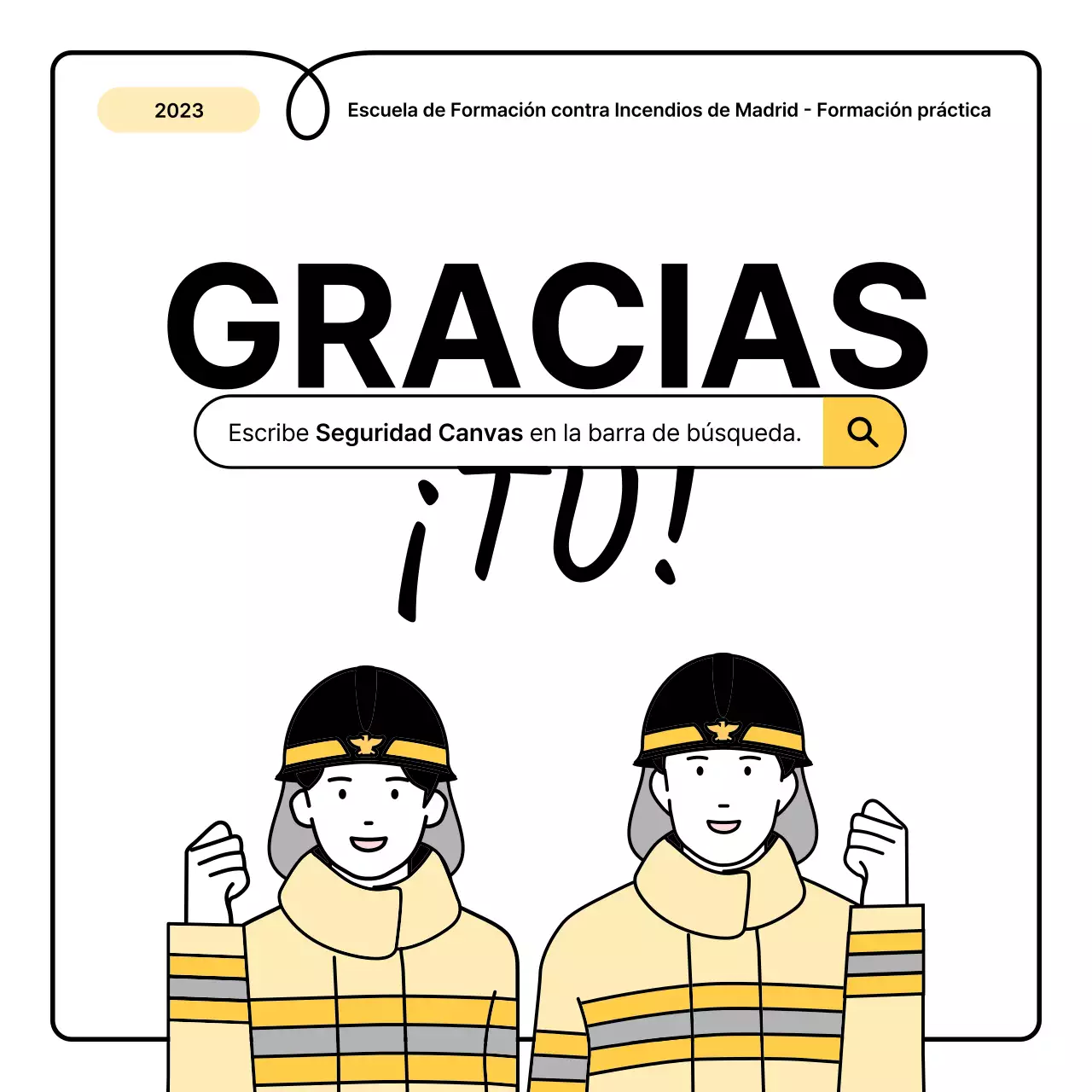 Lo básico en amarillo y naranja y una simpática hoja informativa sobre educación contra incendios
