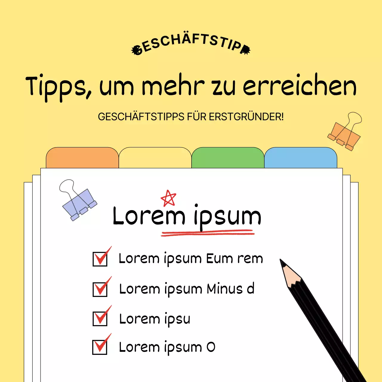 Einfache Business-Tipps in Gelb und Schwarz
