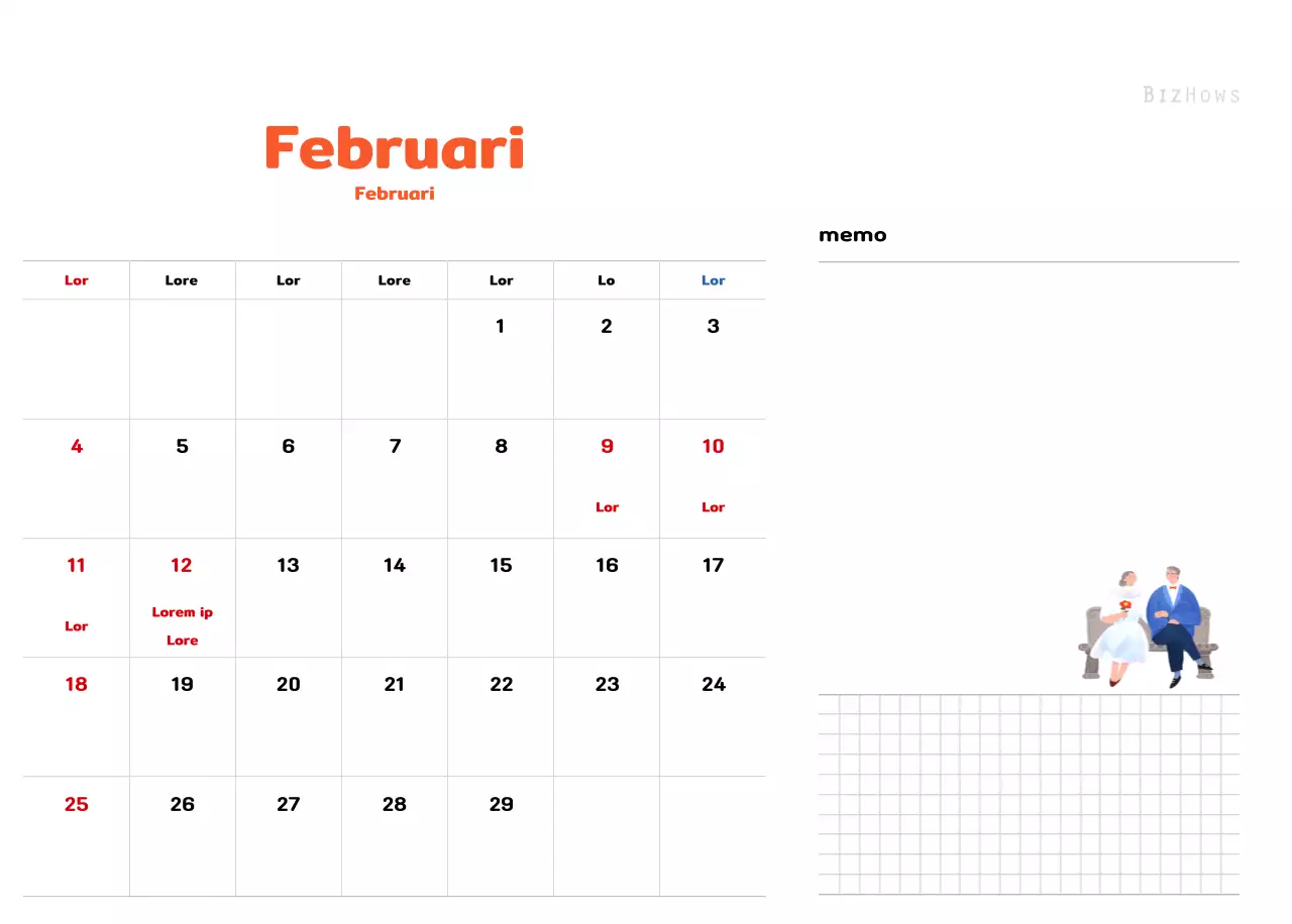 Een warme, geïllustreerde nieuwjaarskalender
