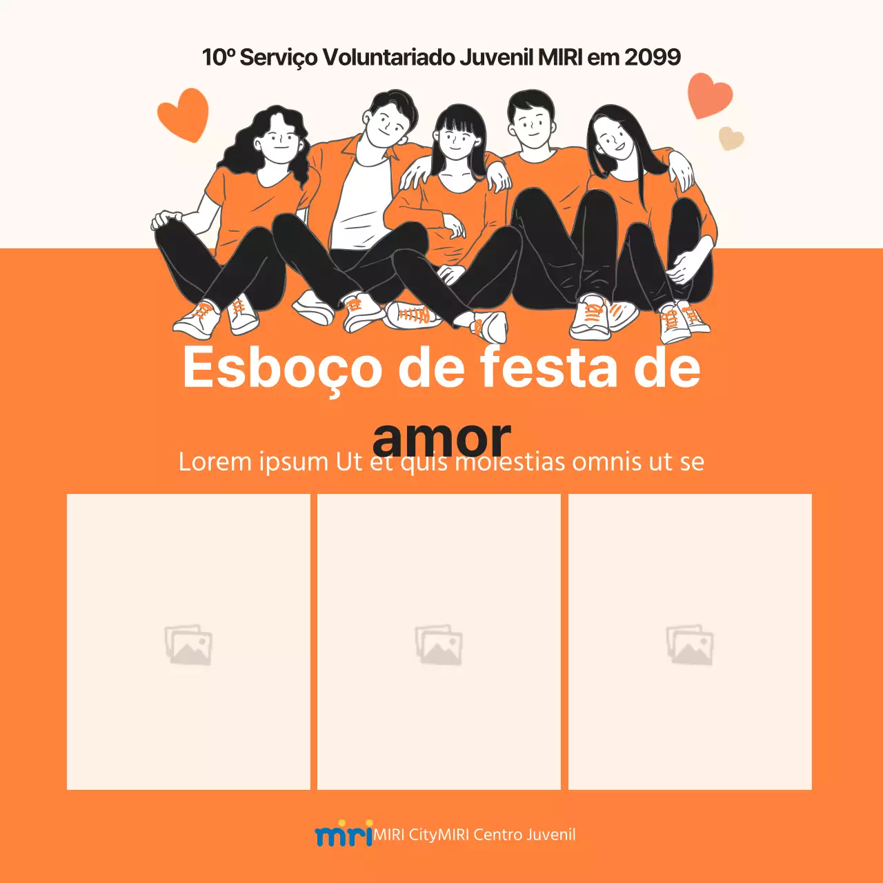 Uma campanha de divulgação minimalista a laranja e branco para partilhar o amor