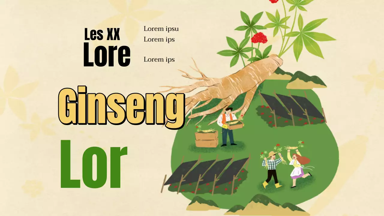 Een eenvoudig geel en groen plan voor een plaatselijk ginsengfestival