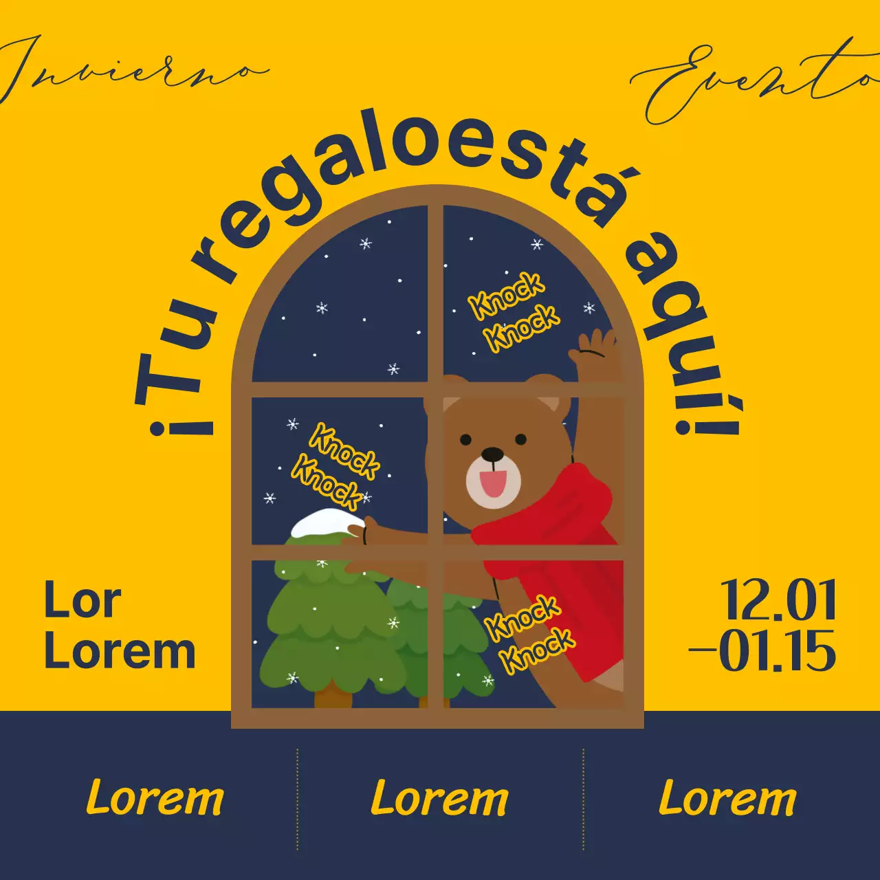 Pop-art de anuncios de eventos de fidelización y descuentos de invierno en azul y amarillo