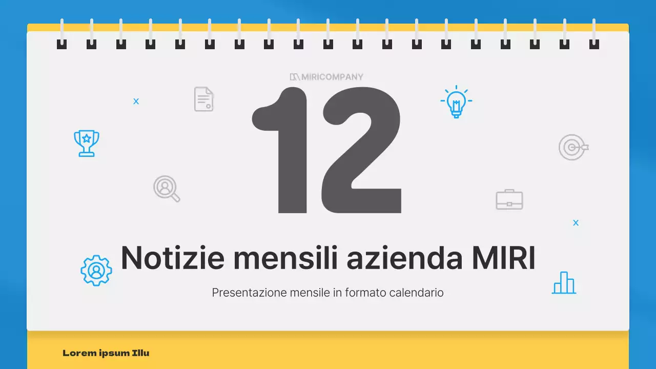 Semplice newsletter aziendale mensile in blu e giallo