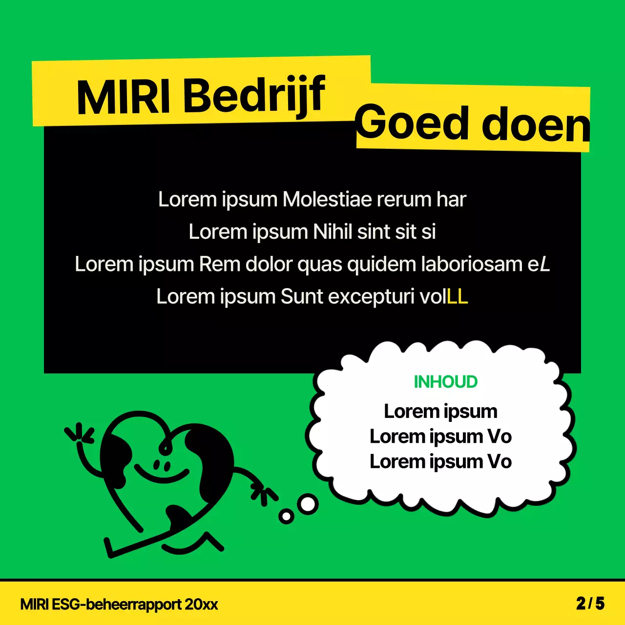 Een kitscherige, gele en chartreuse ESG-verklaring van activiteiten