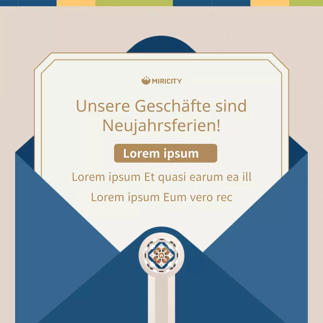 Beige und blaue Retro-Urlaubsanzeige