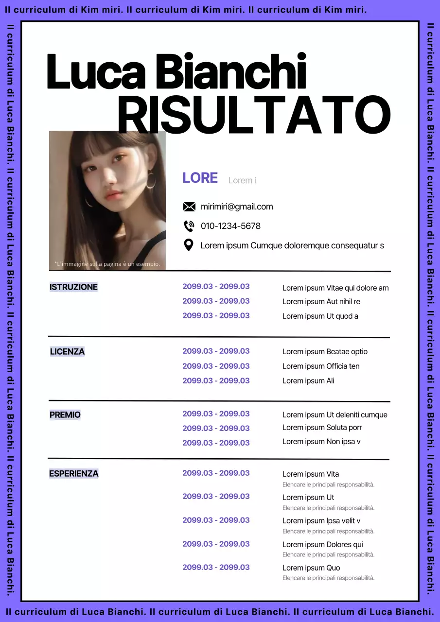 Linee kitsch nel bioportfolio di design viola