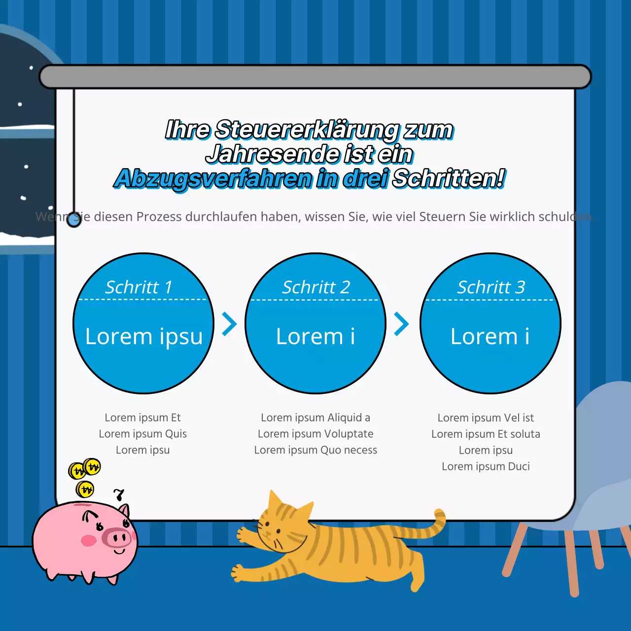 Marineblaue und weiße Buchhaltung auf den Punkt gebracht