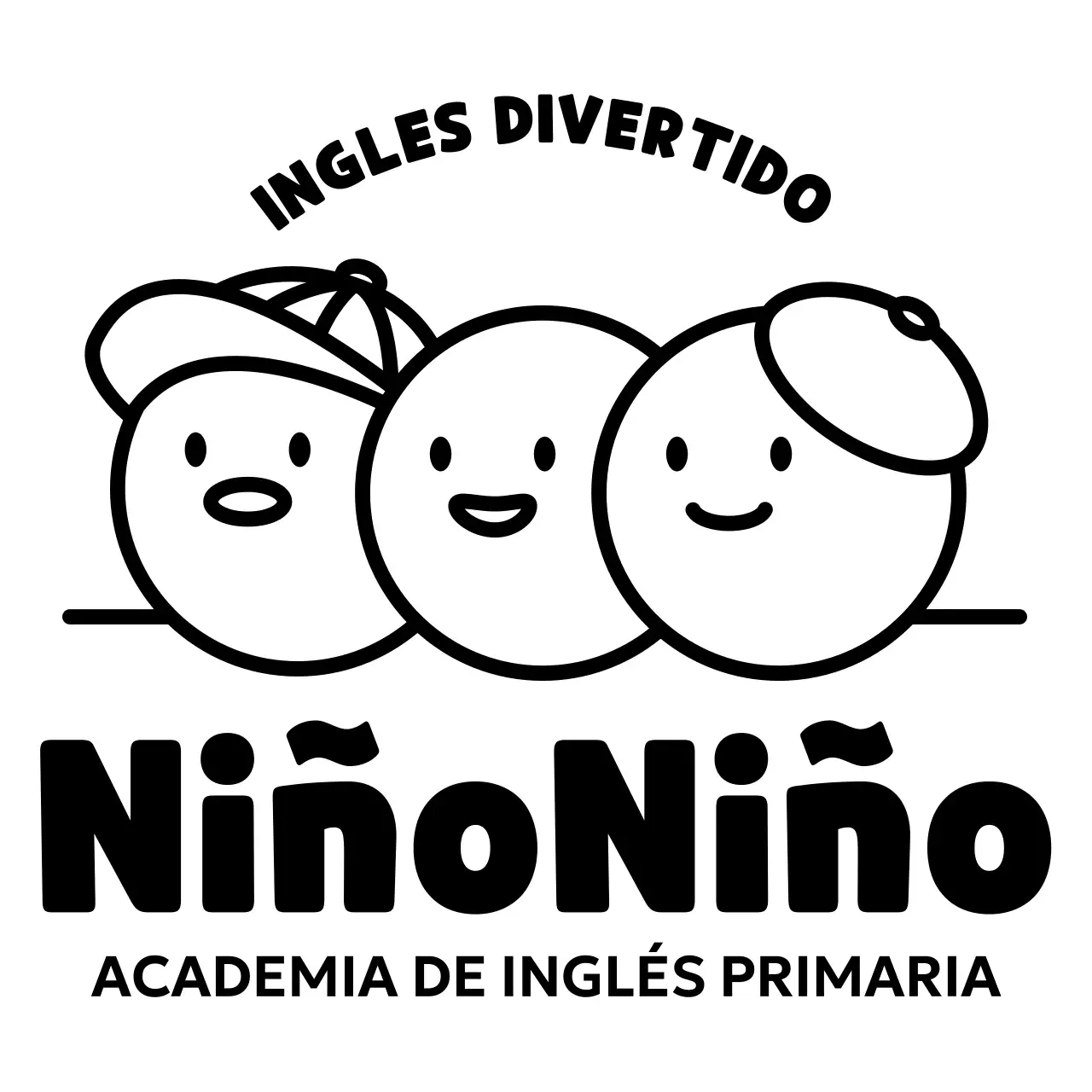 Diseño de escuela de inglés con simpática ilustración circular