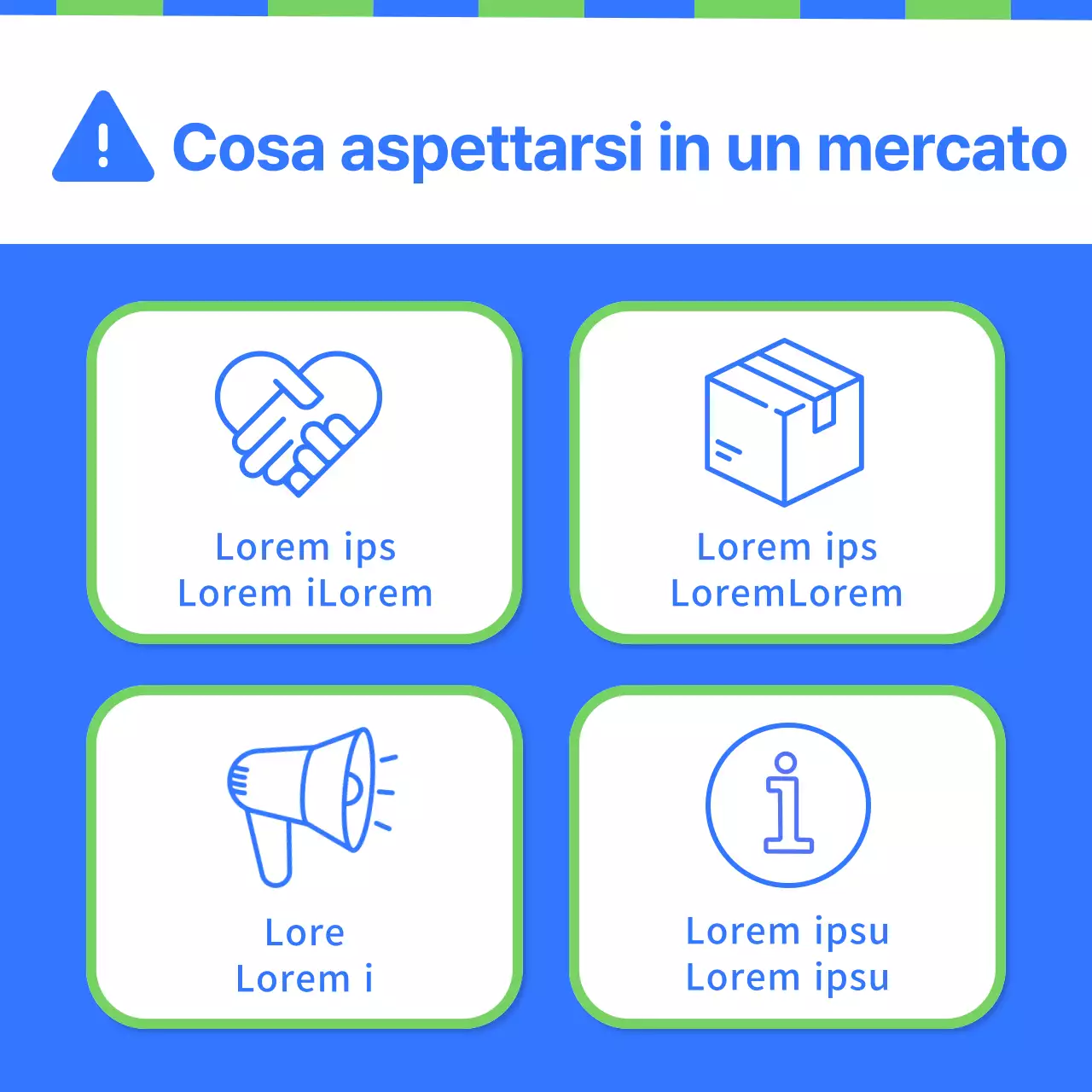 Un mercato di condivisione in verde e blu