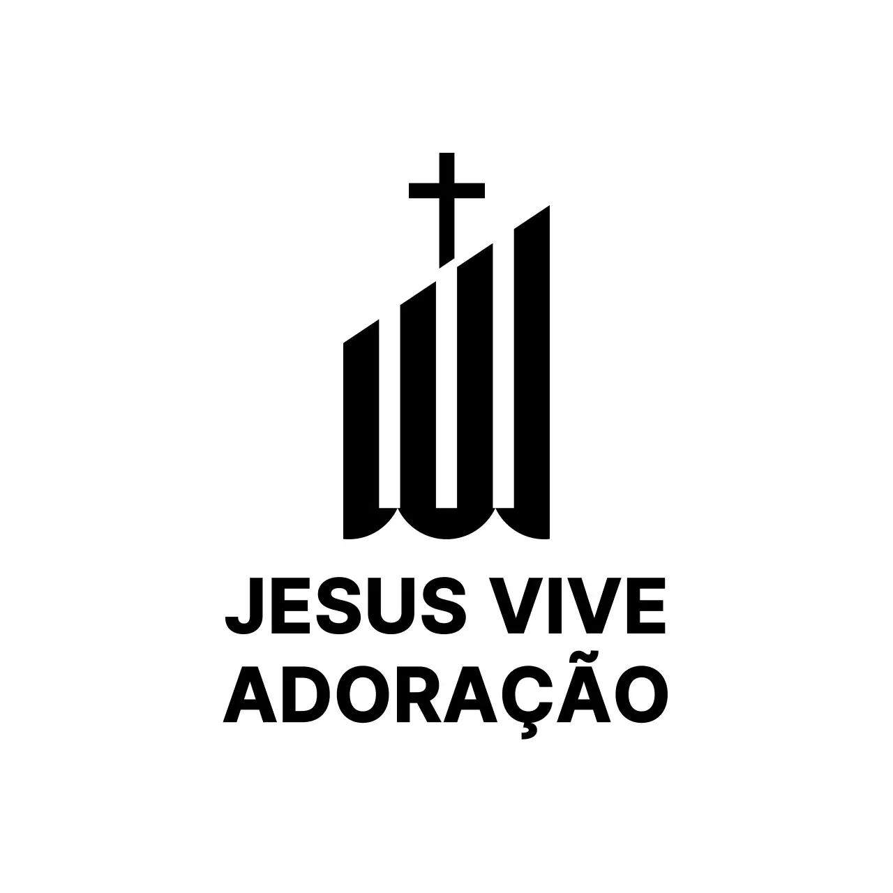 Logótipo de tipografia religiosa com ilustração simples de um edifício