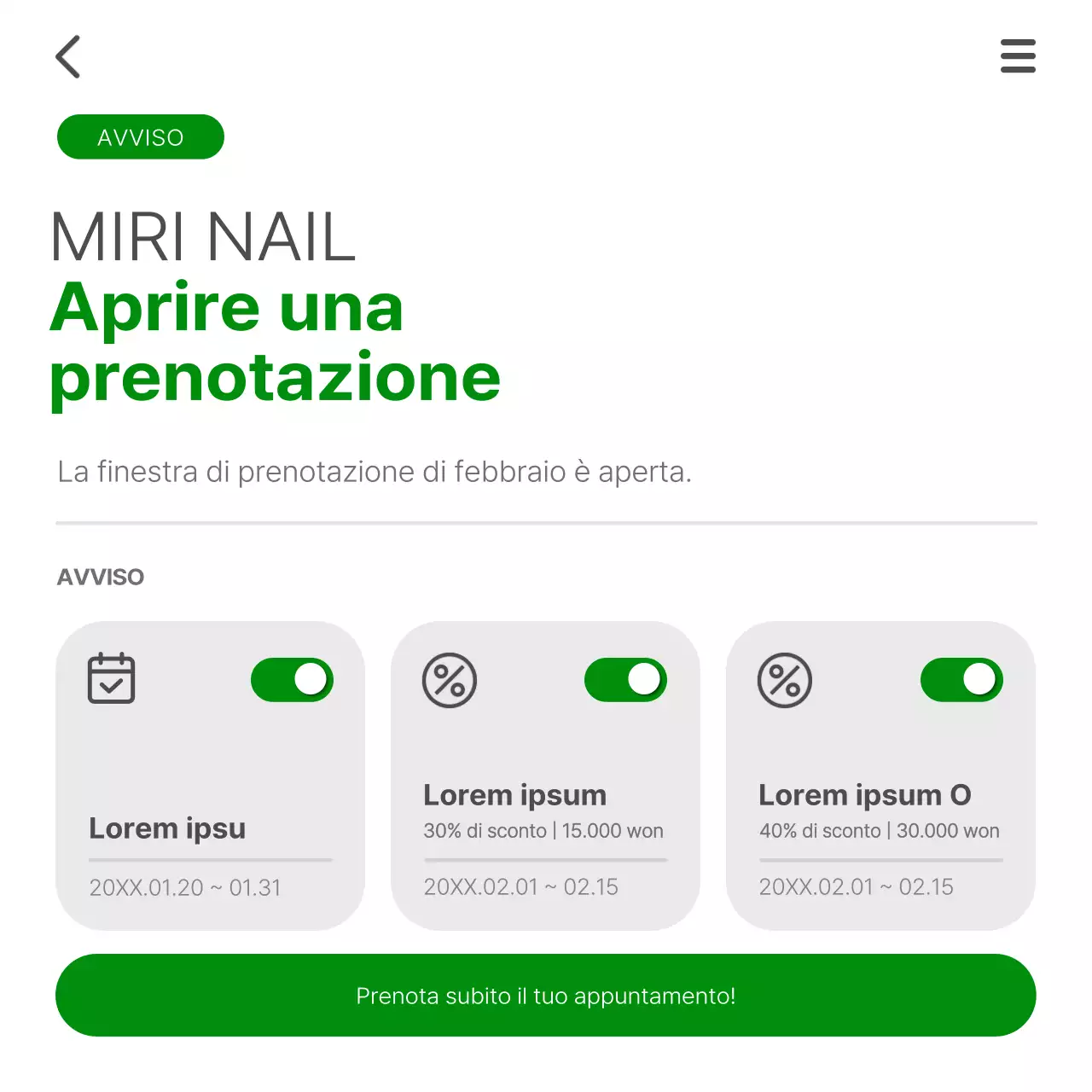 Una semplice guida all'apertura delle prenotazioni in bianco e verde