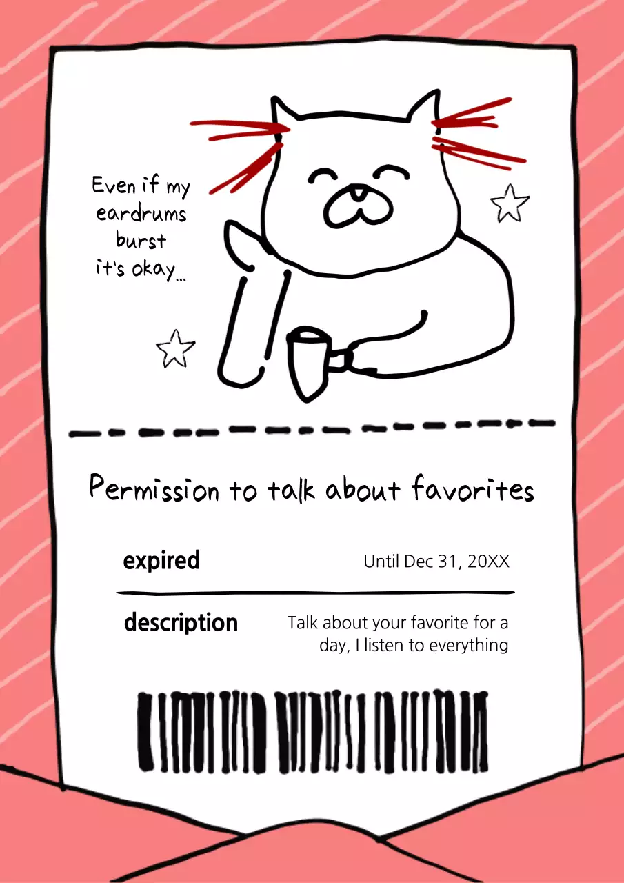 핑크 코믹 캣 초대 포스터