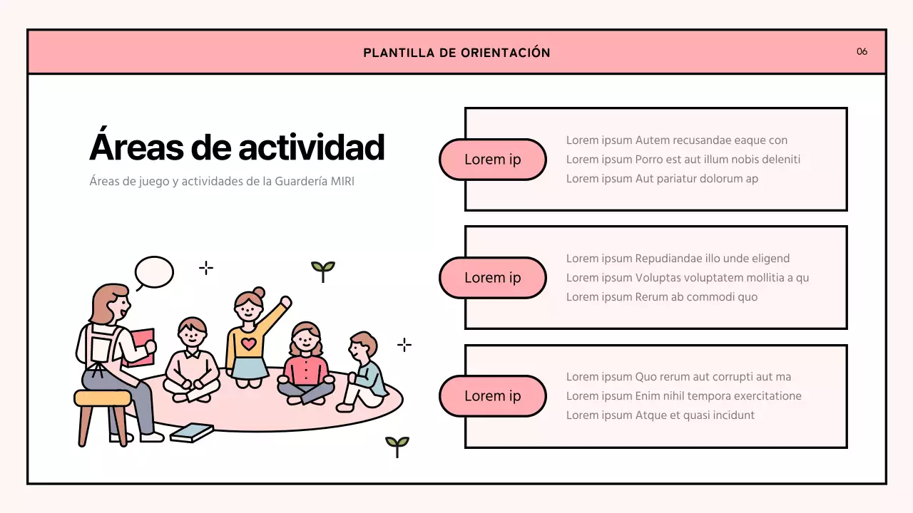 Una sencilla carta de orientación para la guardería en rosa y verde lima