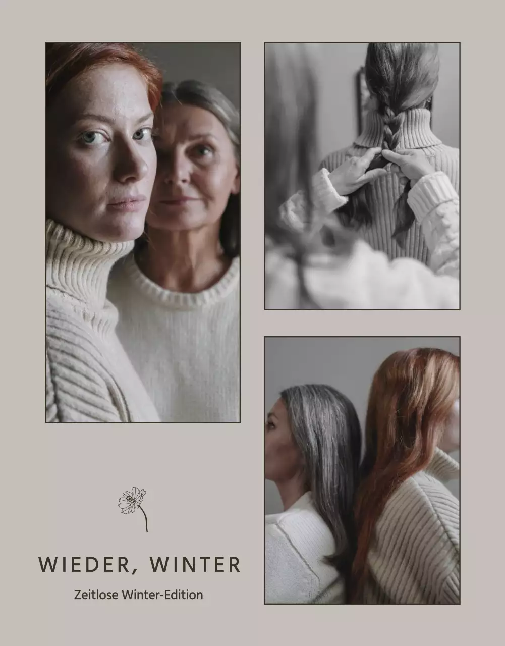 Moderne Winterstrickanzeige in Beige und Braun