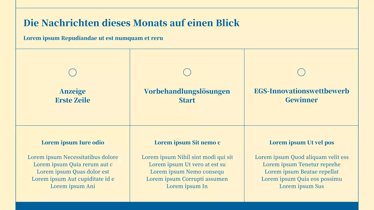 Minimalistischer Newsletter für Unternehmensdienstleistungen in Beige und Blau