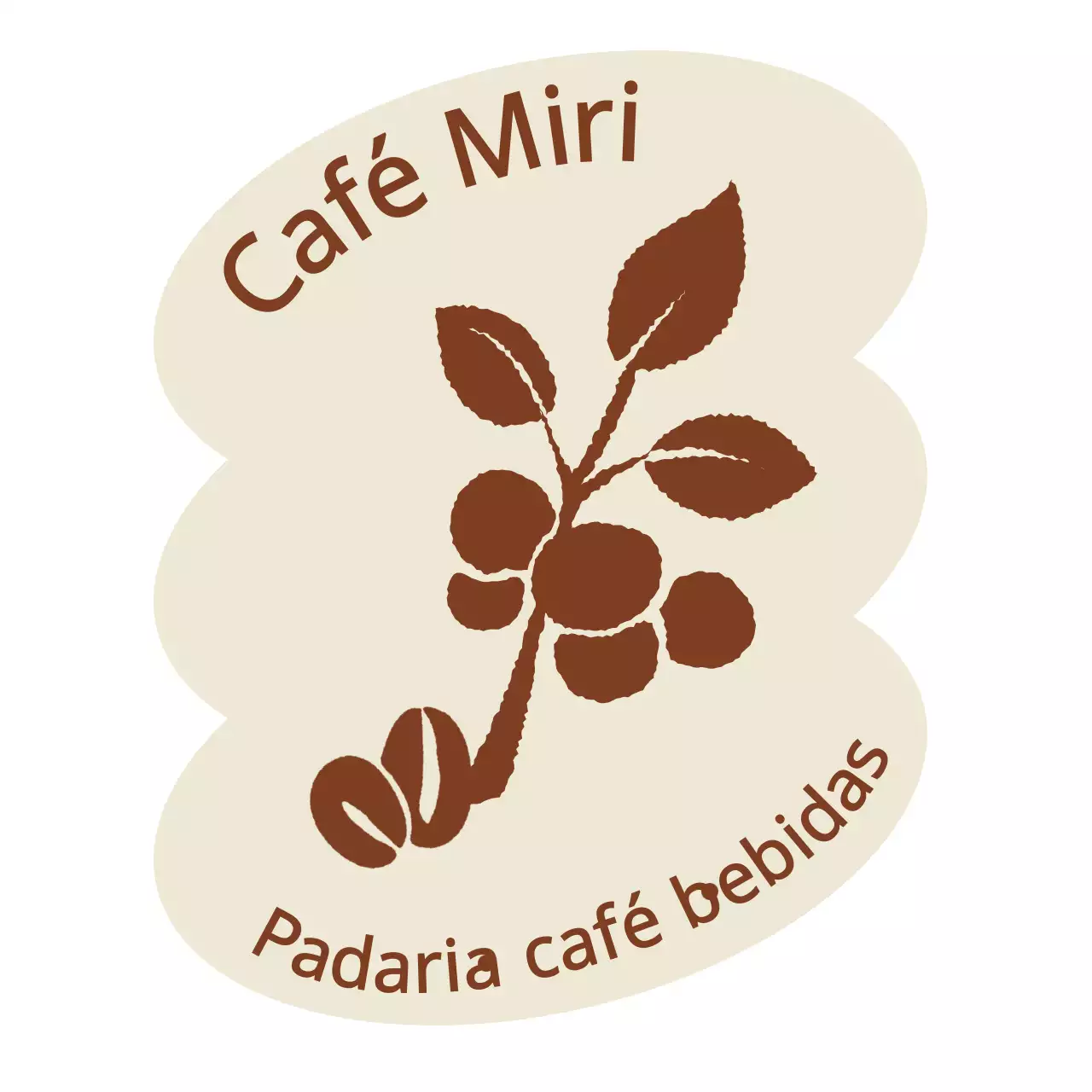 Café com desenho de folhas calmas em tons de bege