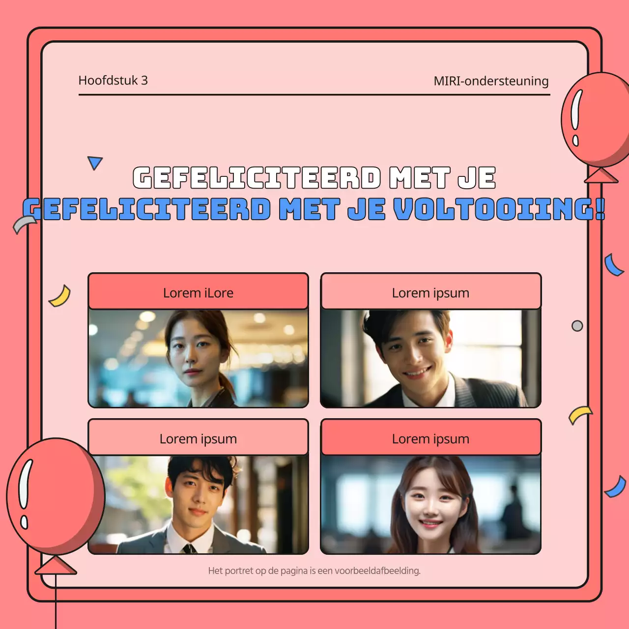 De voltooiing van het programma vieren in rood en blauw