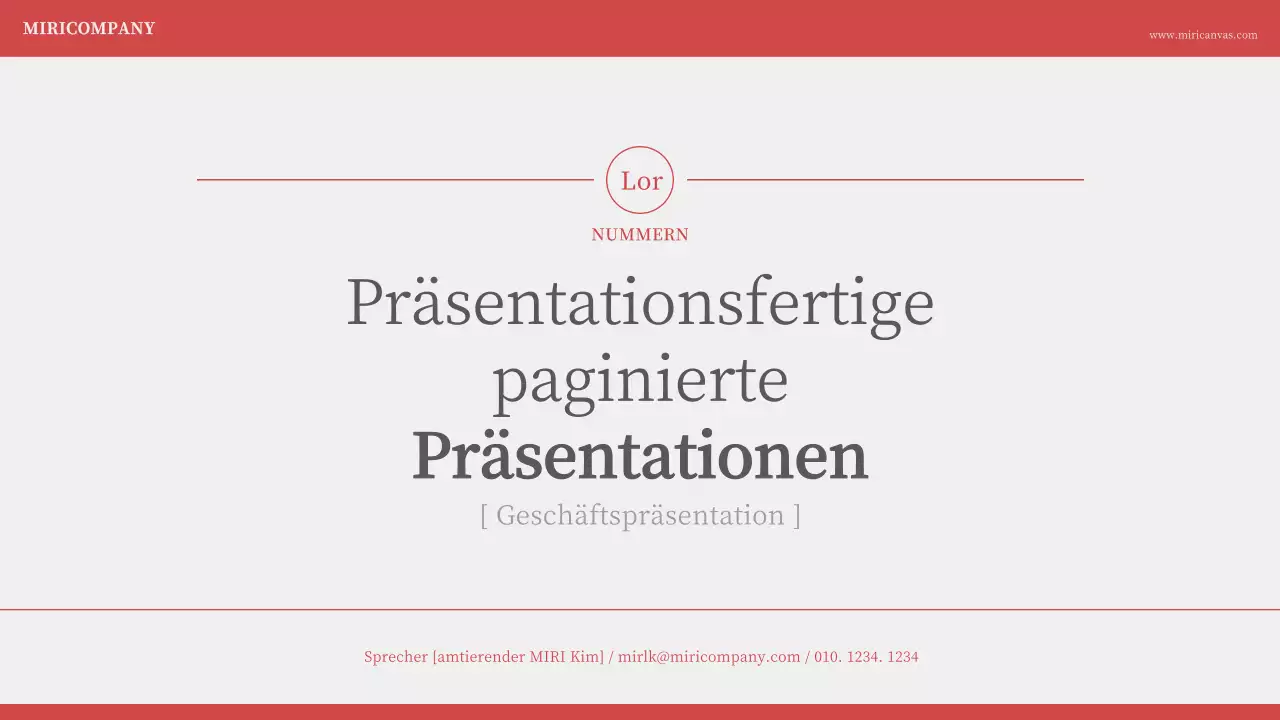 Minimalistische Nummerierungspräsentation in Elfenbeinrot