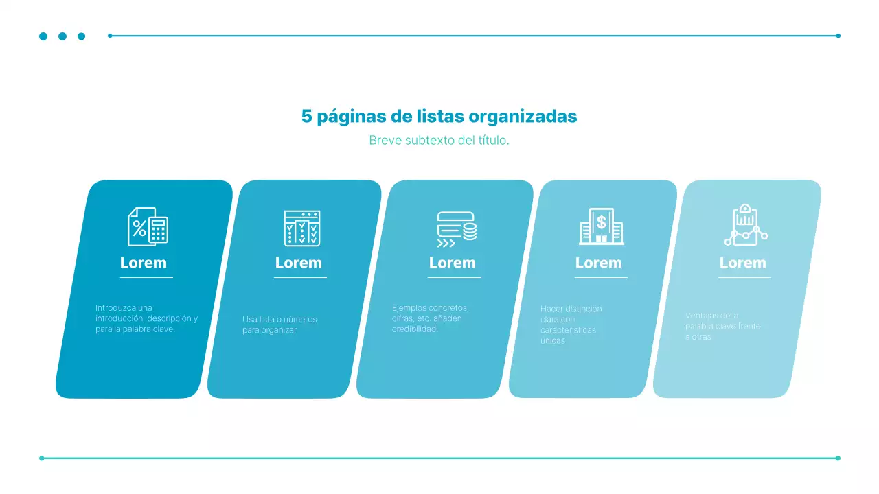 Una sencilla presentación comercial en azul y menta