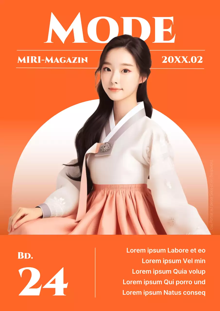 Ein luxuriöses Cover einer Modezeitschrift in Orange