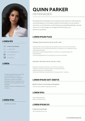 Klassiek hemelsblauw en wit HR-manager cv
