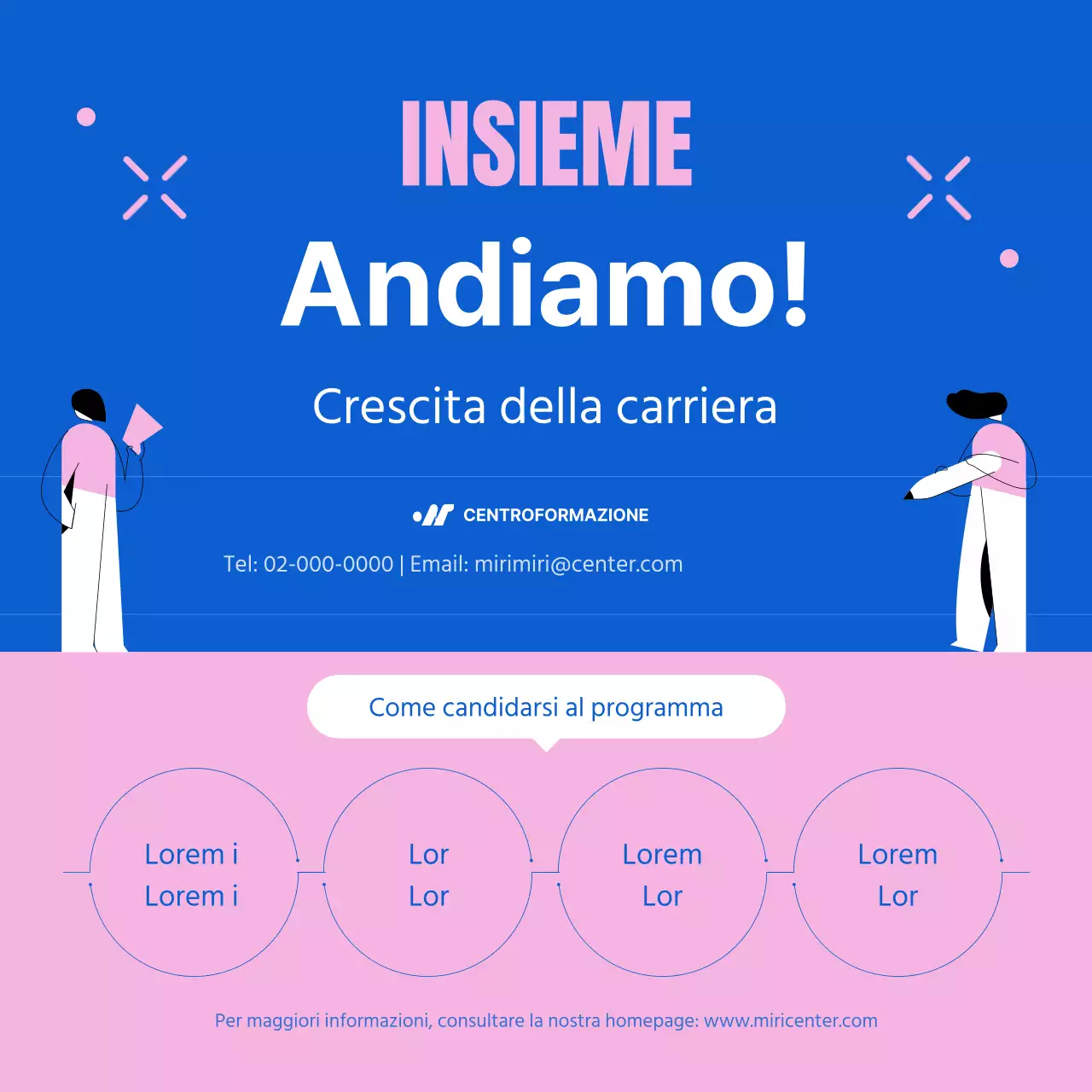 Promuovere il moderno programma Women's Career Leap blu e rosa