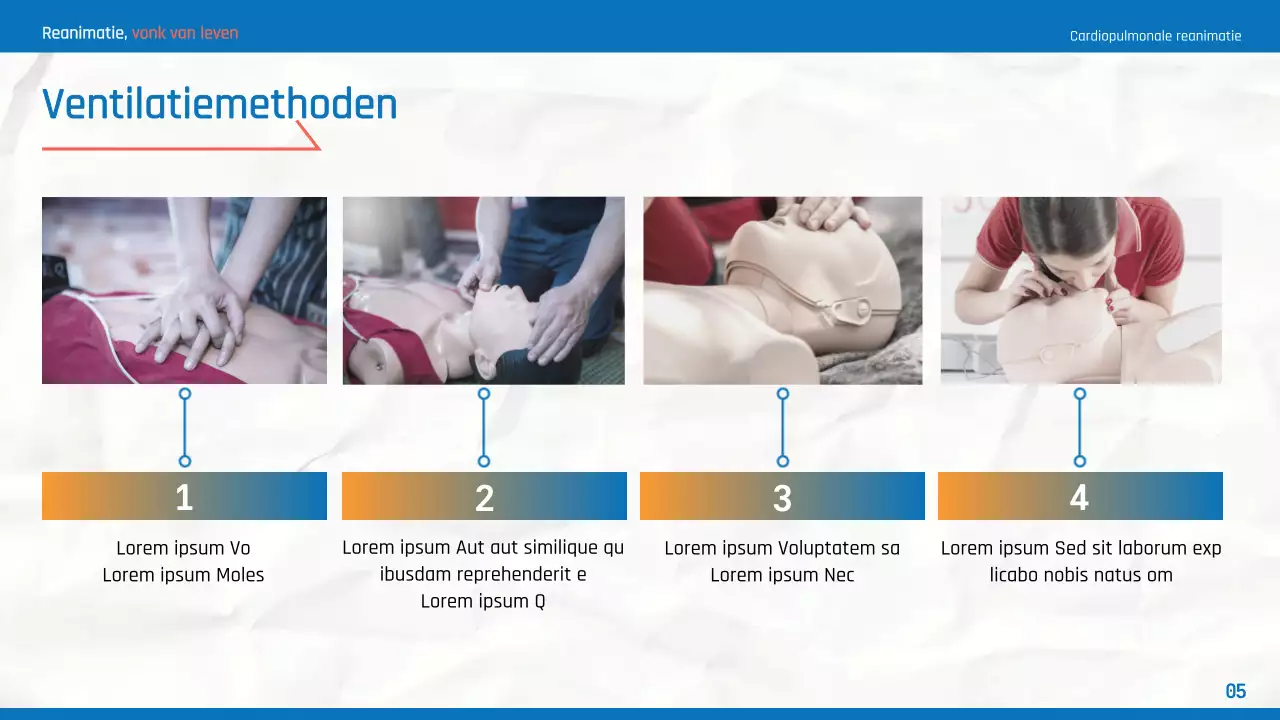 Eenvoudig reanimatiemateriaal in blauw