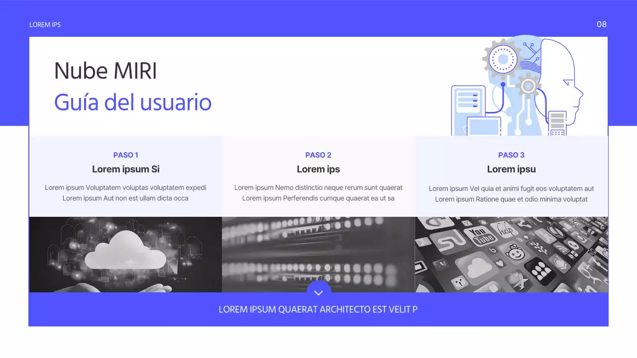 Un sencillo folleto morado de servicios a empresas