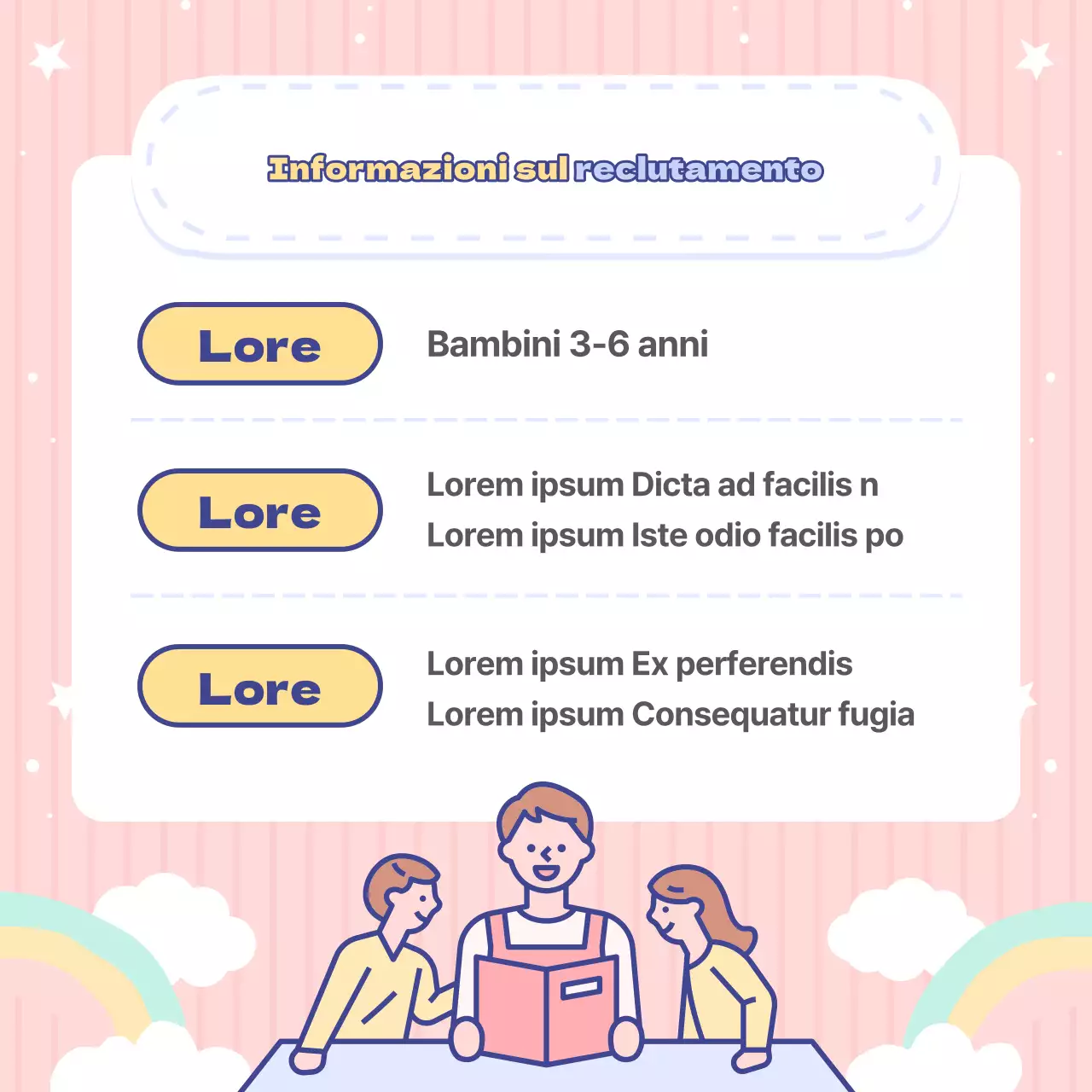 Adorabili annunci di scuola materna azzurri e rosa