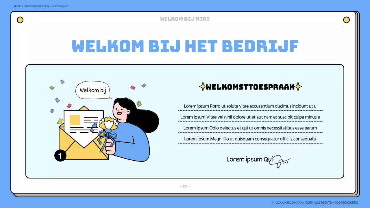 Blauw en geel onboarding trainingsmateriaal