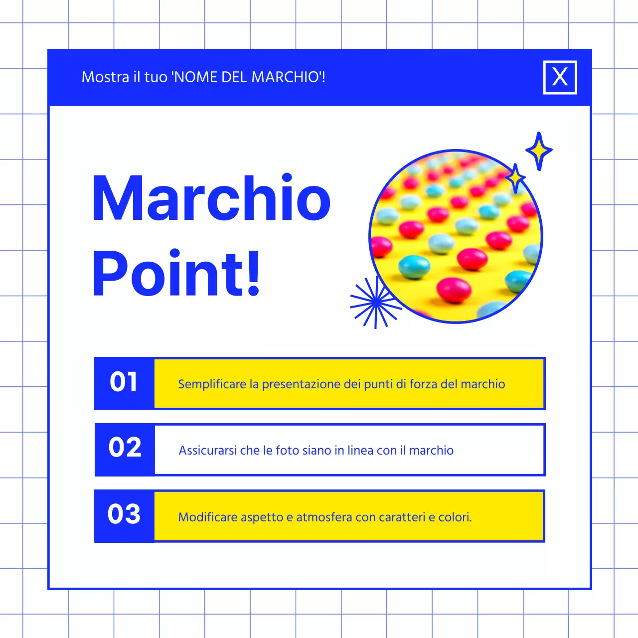 Promuovere il marchio di un dessert blu.