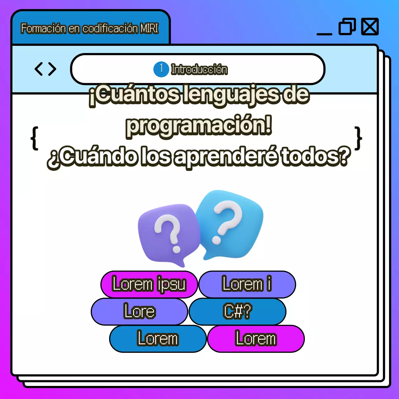 Promover la educación en codificación kitsch en azul y morado
