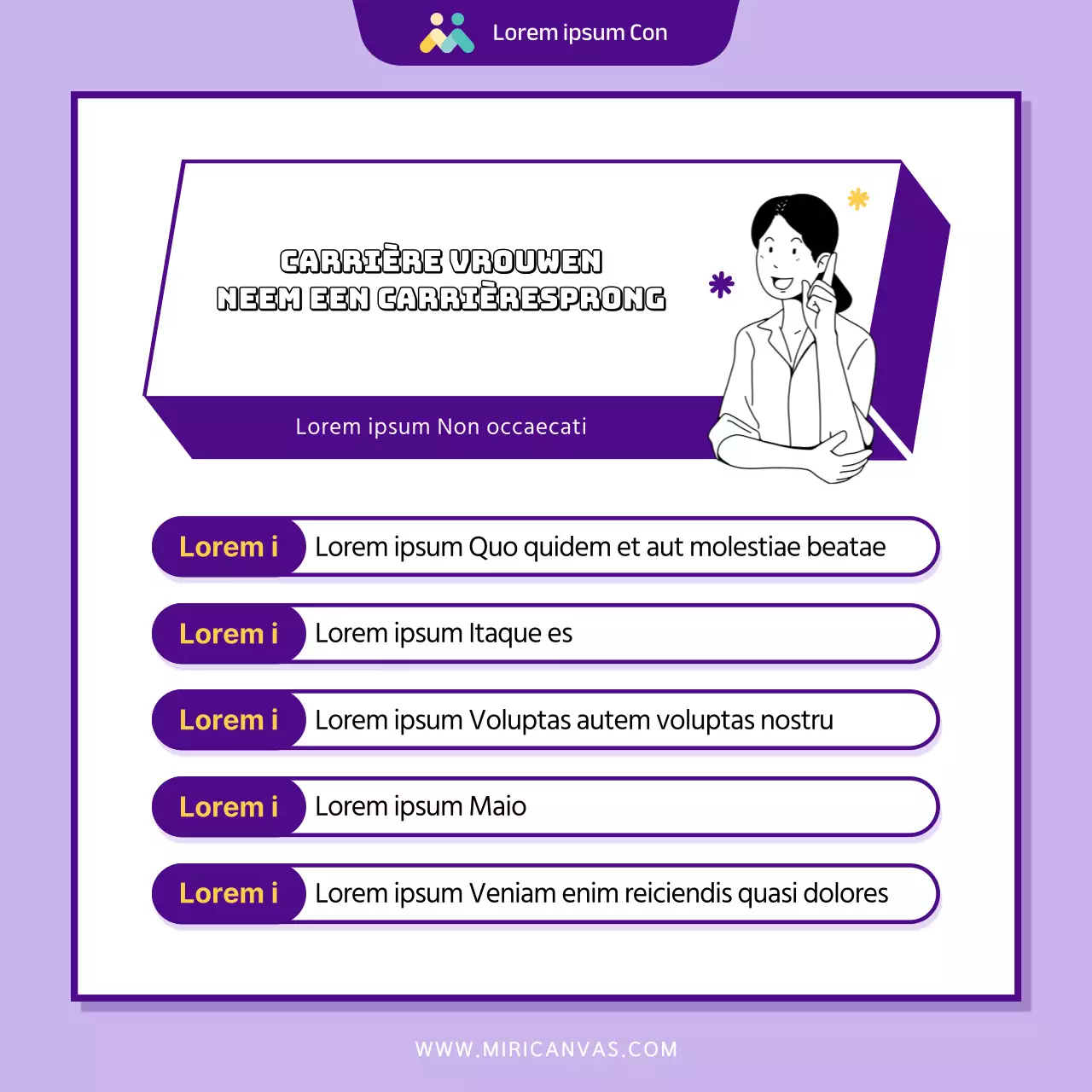 Modern paars en geel programma ter ondersteuning van de aanwerving van vrouwen in de publieke sector