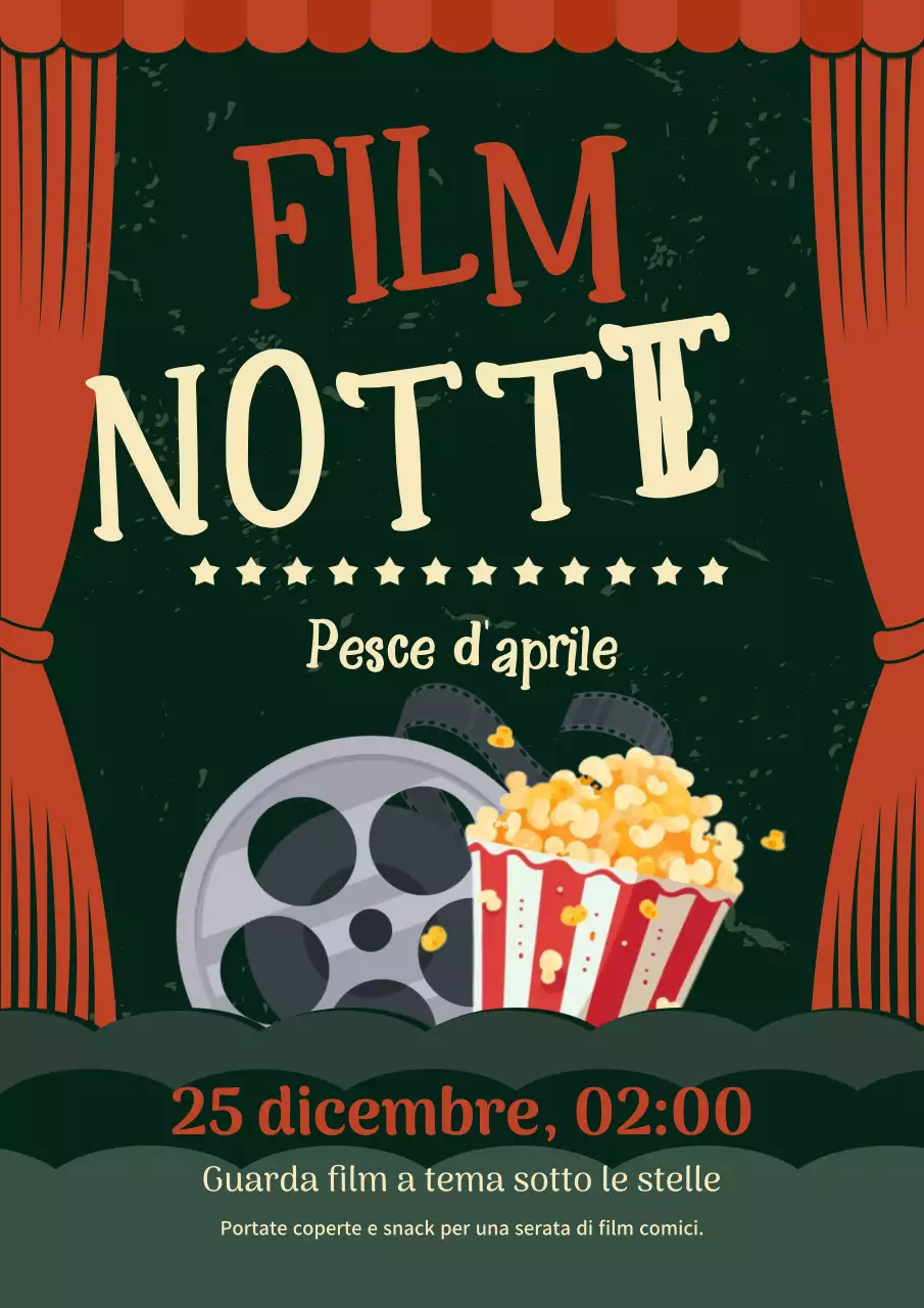 Promuovere gli eventi della notte del cinema blu-verde e rosso