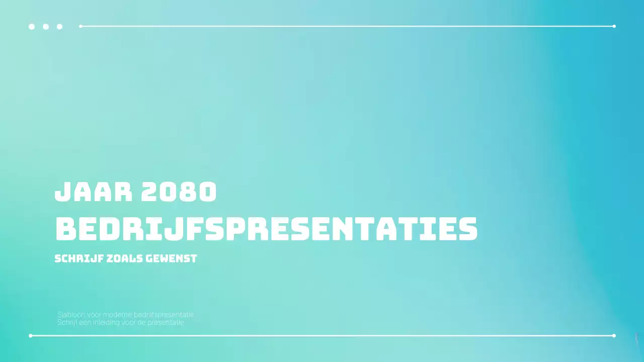 Een eenvoudige zakelijke presentatie in blauw en mint